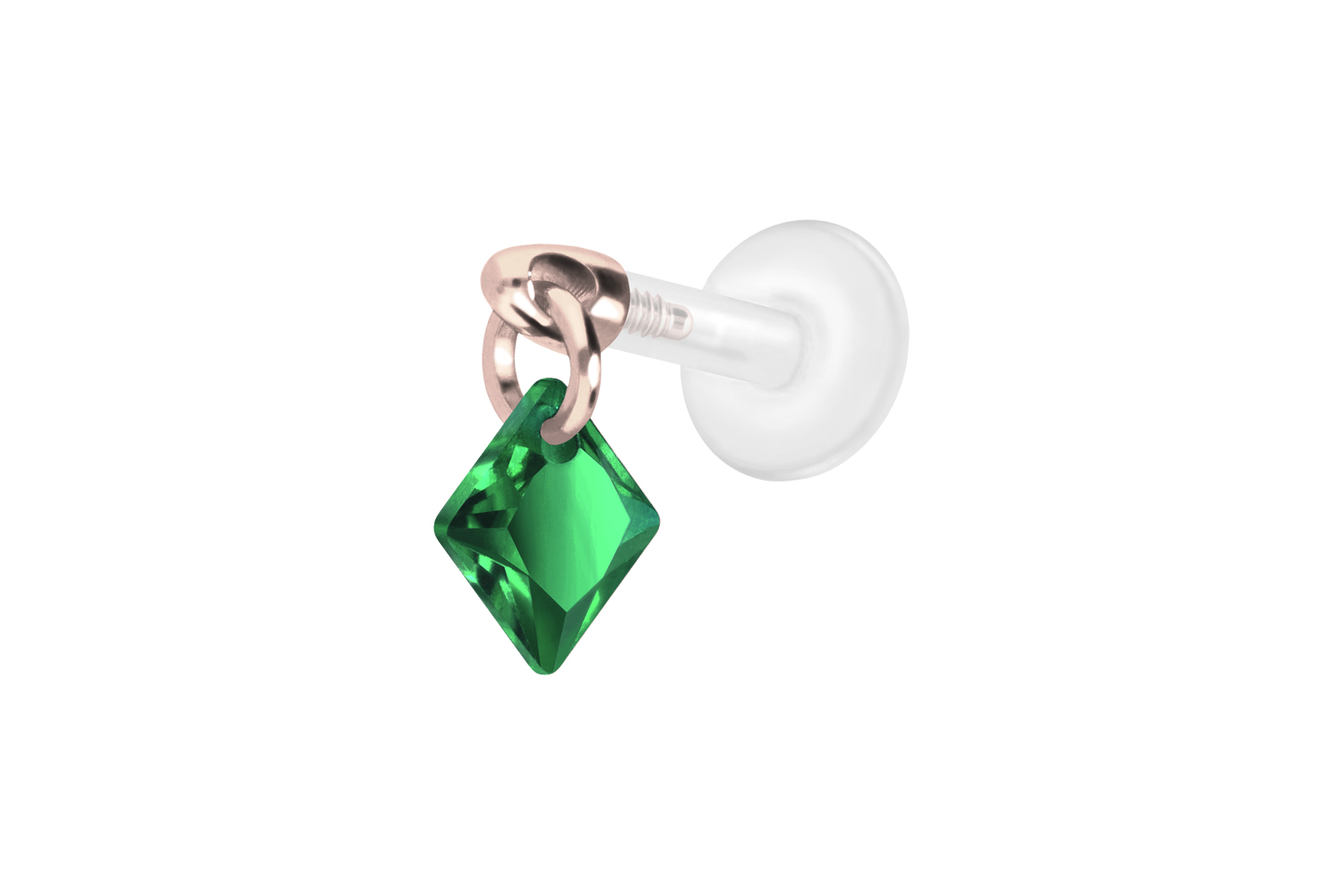 PTFE Labret Piercing mit Innengewinde + Titan-Aufsatz KRISTALLQUADRAT